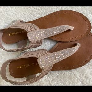 Madden Girl Cream/Gold Sparkle Sandals